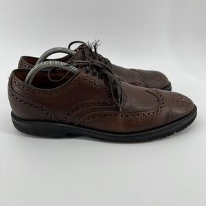 Allen Edmonds Tate Mens 9.5 B Brown Wingtip Brogue Leather Oxford Dress Shoes